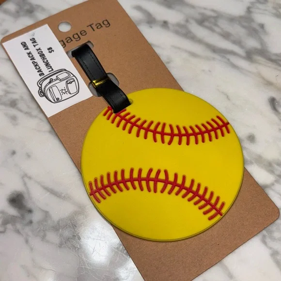 Softball luggage tag Backpack tag lunchbox tag Sports Accessory - Picture 1 of 3